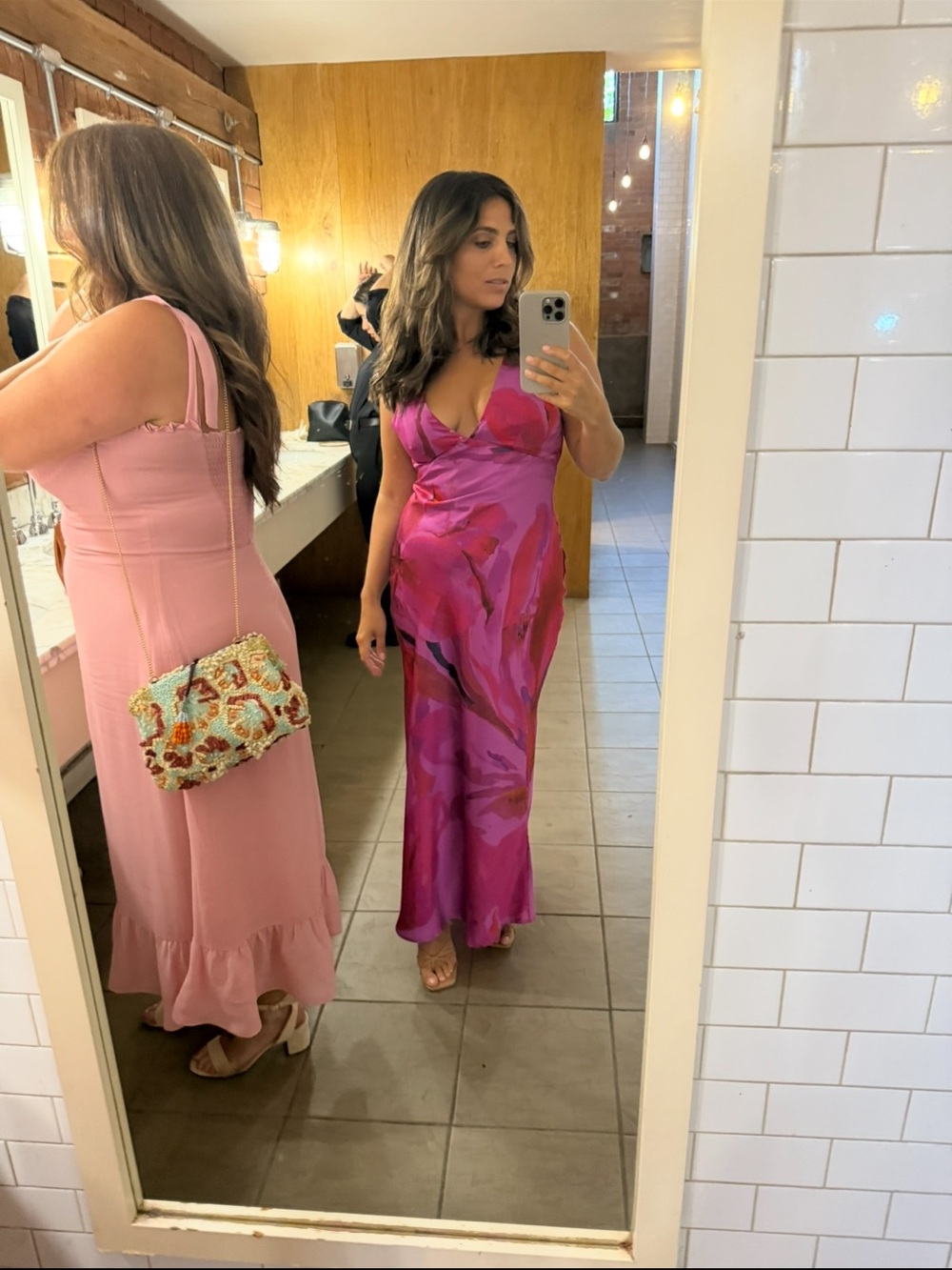 Zara Fuchsia Pink and Red Printed Midi Dress - Picture 3 of 10